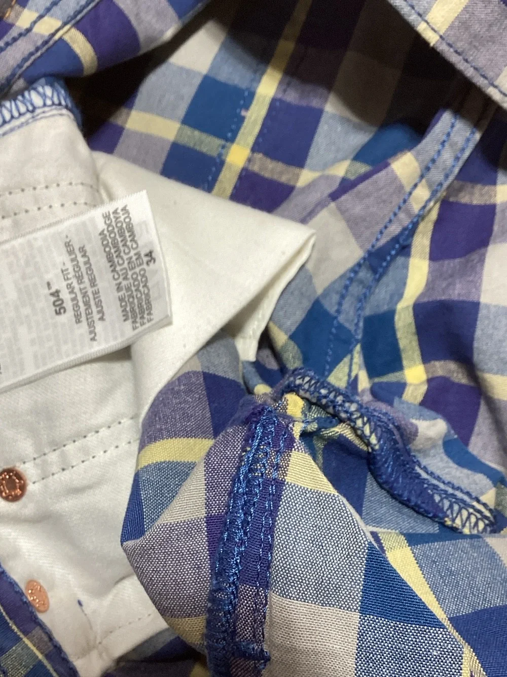Levi's  504 Size 34 Men's Blue Plaid Shorts